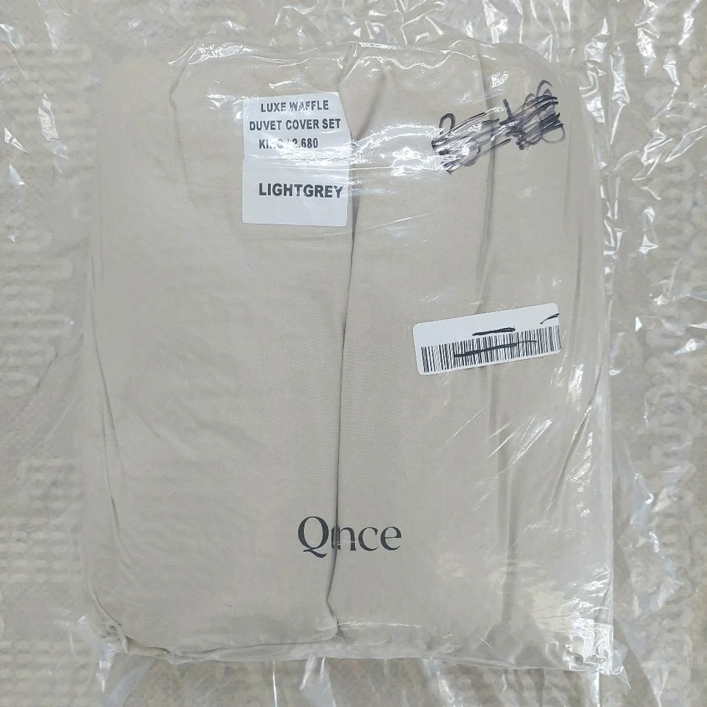 Quince 100% Organic Cotton Waffle Light Gray Duvet Cover! King/ Cal King  (405)